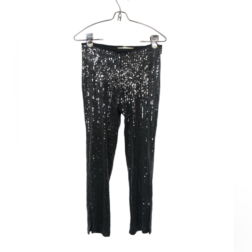 Kimchi Blue Women’s Sequined Pant Slight Bell Bottom w/Slit Side Zip Fun!